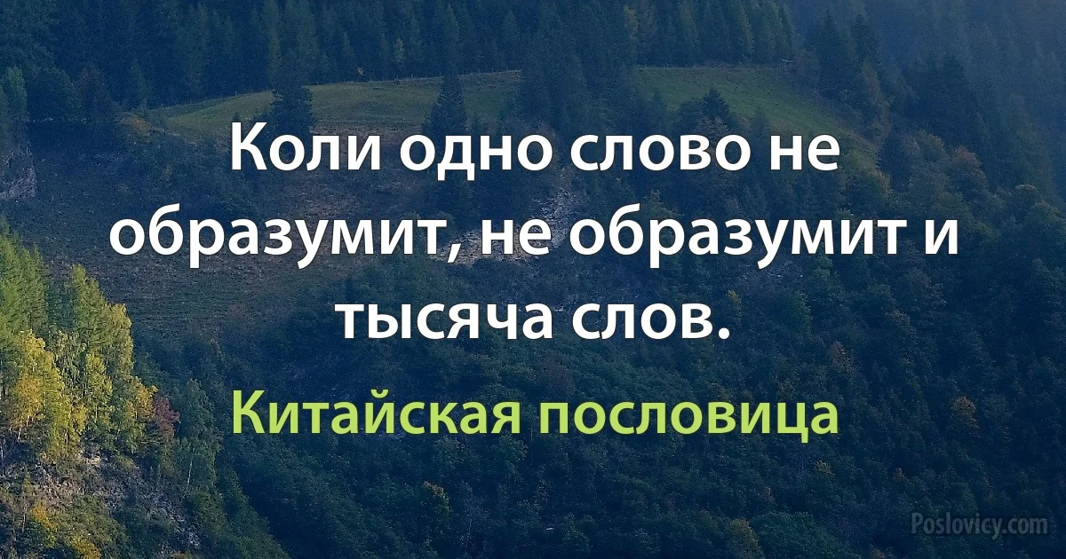 Коли одно слово не образумит, не образумит и тысяча слов. (Китайская пословица)