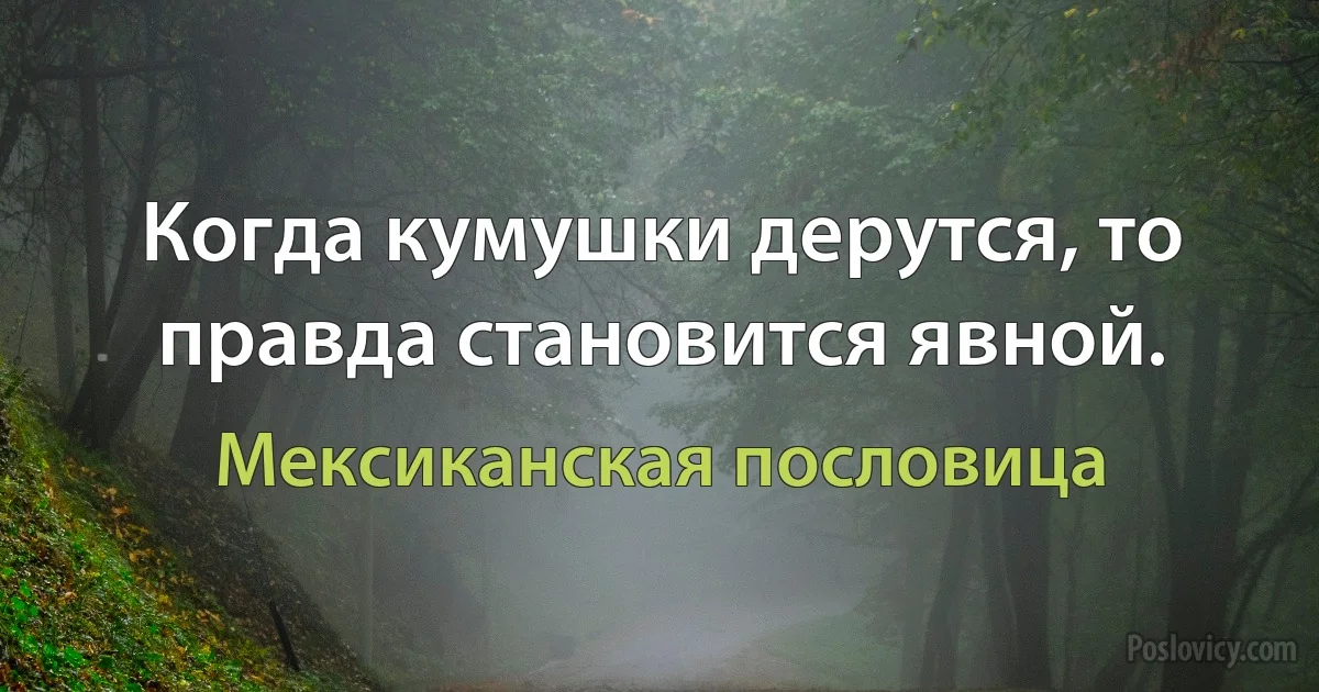 Когда кумушки дерутся, то правда становится явной. (Мексиканская пословица)