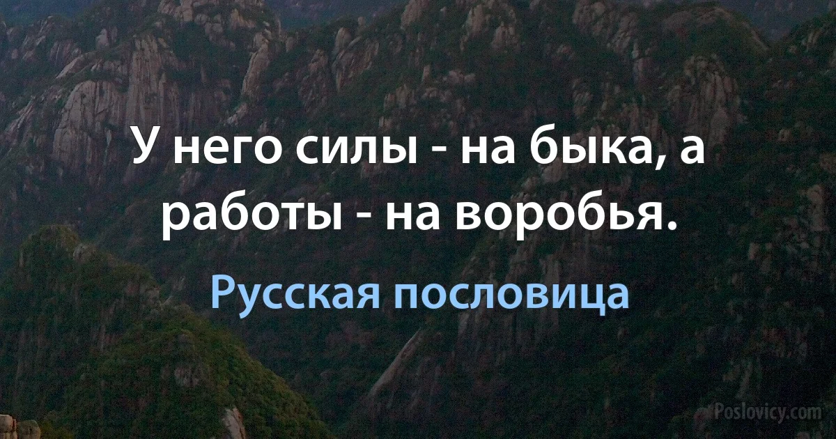 У него силы - на быка, а работы - на воробья. (Русская пословица)