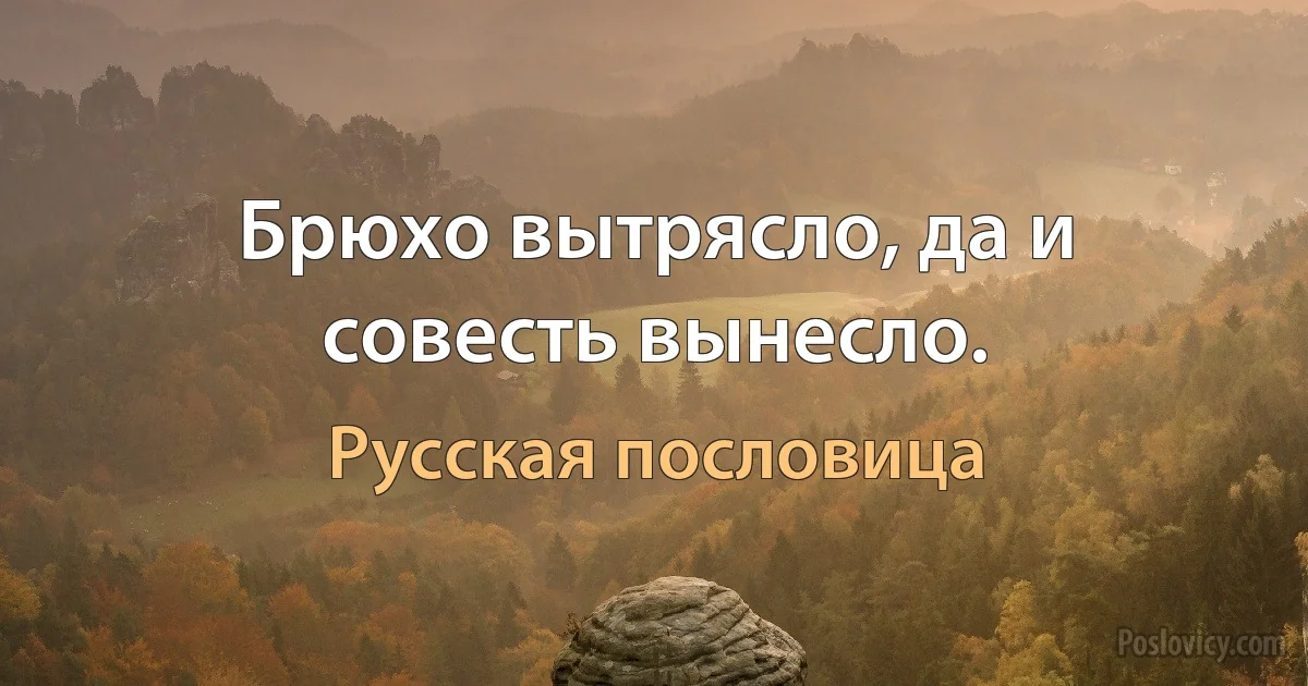 Брюхо вытрясло, да и совесть вынесло. (Русская пословица)