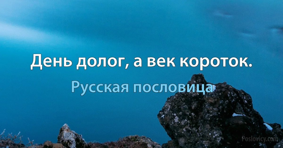 День долог, а век короток. (Русская пословица)