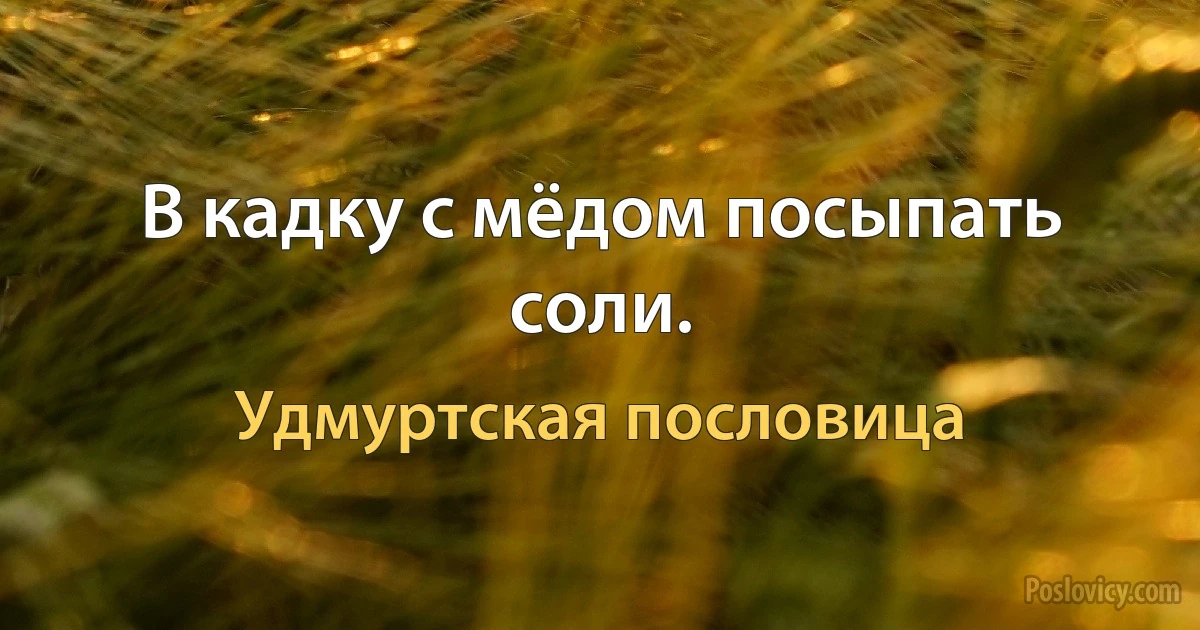 В кадку с мёдом посыпать соли. (Удмуртская пословица)