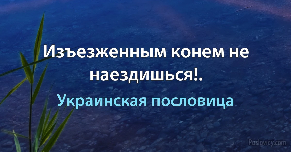 Изъезженным конем не наездишься!. (Украинская пословица)