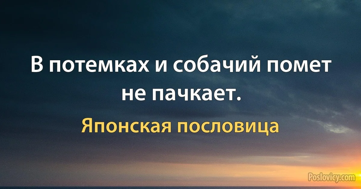 В потемках и собачий помет не пачкает. (Японская пословица)