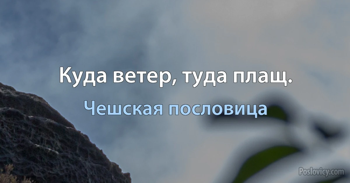 Куда ветер, туда плащ. (Чешская пословица)