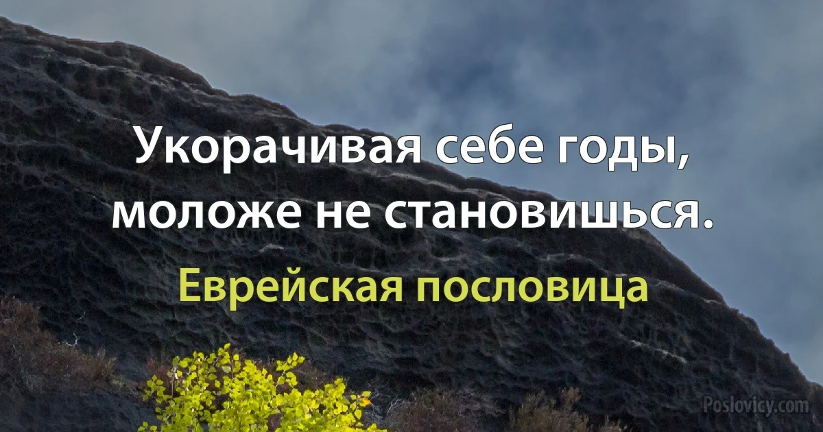 Укорачивая себе годы, моложе не становишься. (Еврейская пословица)