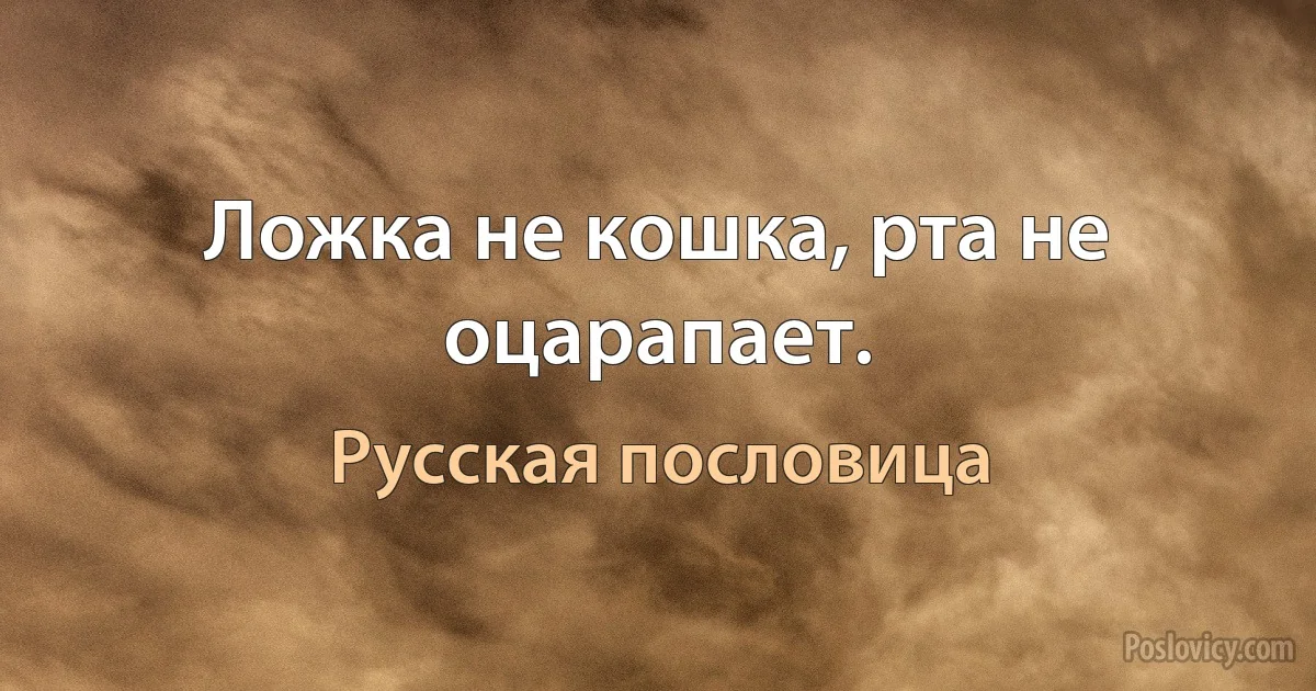 Ложка не кошка, рта не оцарапает. (Русская пословица)