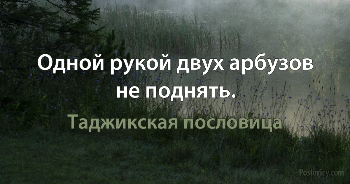 Одной рукой двух арбузов не поднять. (Таджикская пословица)