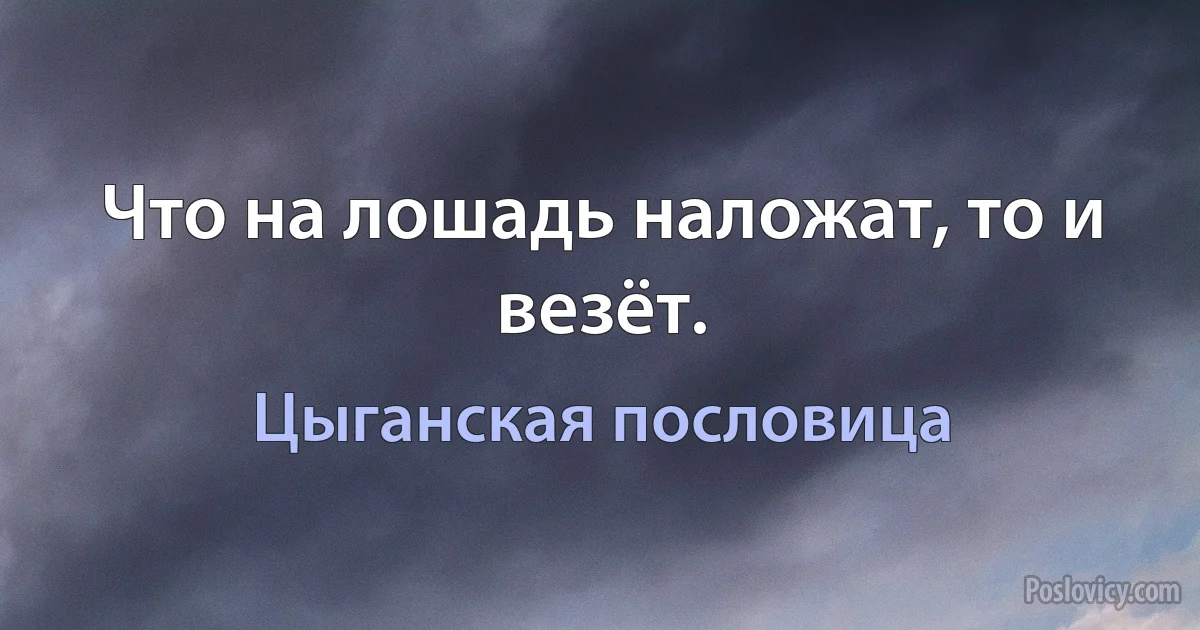 Что на лошадь наложат, то и везёт. (Цыганская пословица)