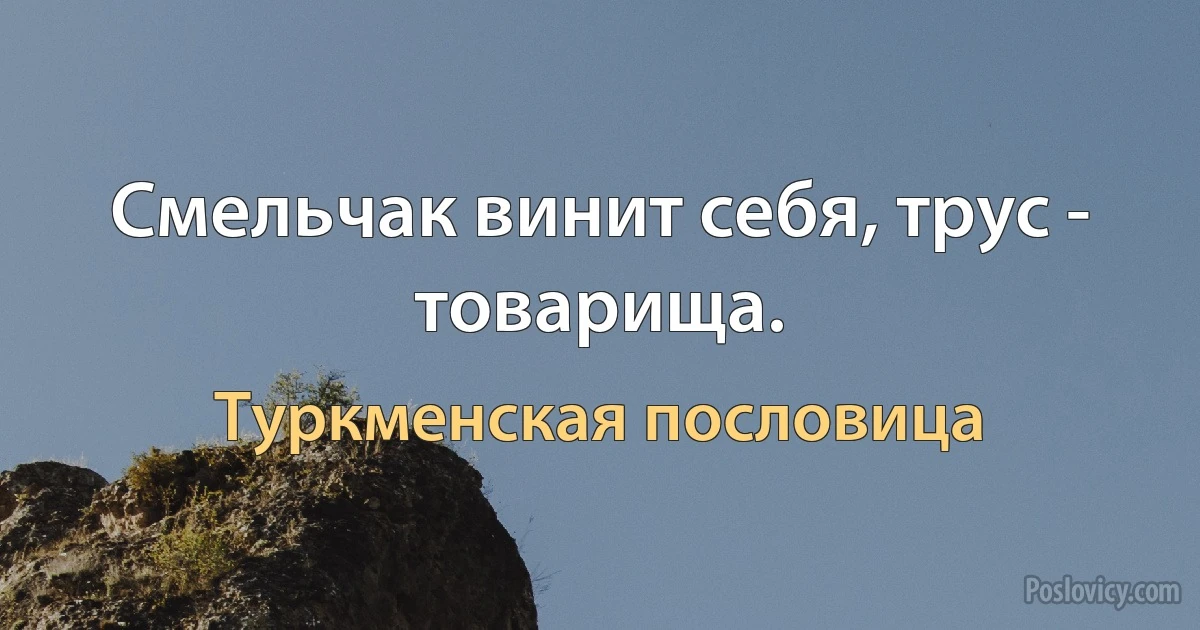 Смельчак винит себя, трус - товарища. (Туркменская пословица)