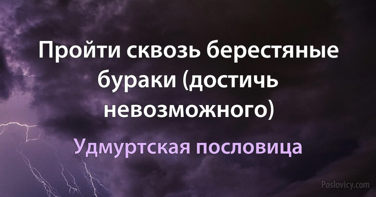 Пройти сквозь берестяные бураки (достичь невозможного) (Удмуртская пословица)