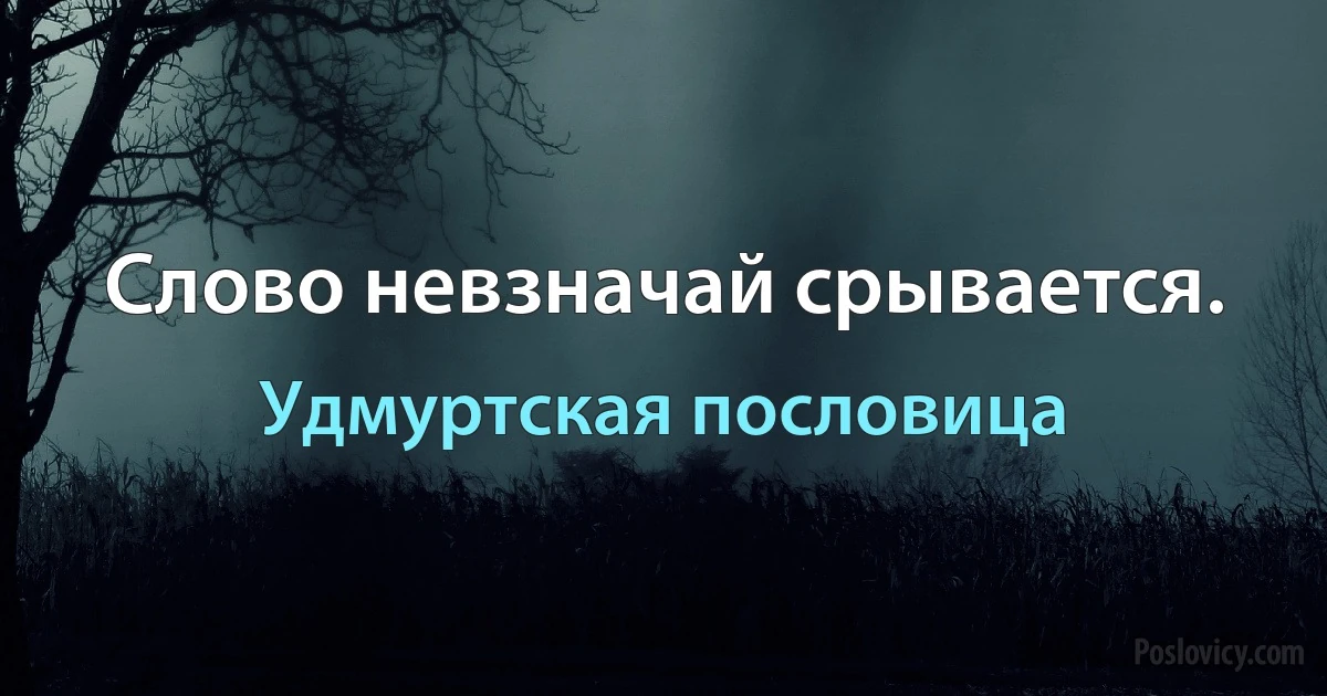 Слово невзначай срывается. (Удмуртская пословица)