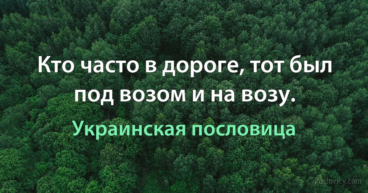 Кто часто в дороге, тот был под возом и на возу. (Украинская пословица)