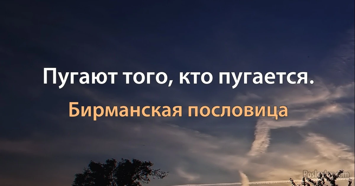 Пугают того, кто пугается. (Бирманская пословица)