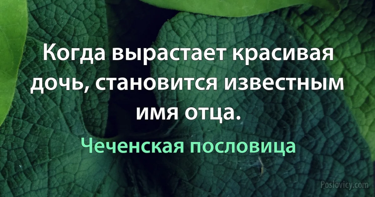 Когда вырастает красивая дочь, становится известным имя отца. (Чеченская пословица)