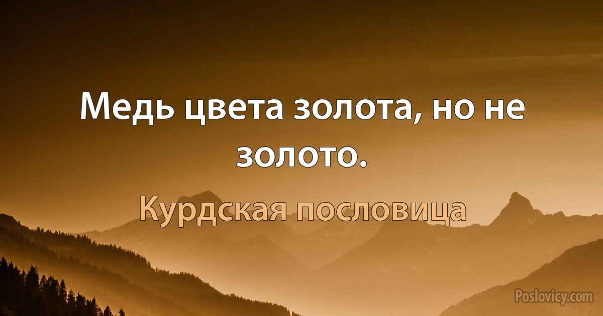 Медь цвета золота, но не золото. (Курдская пословица)