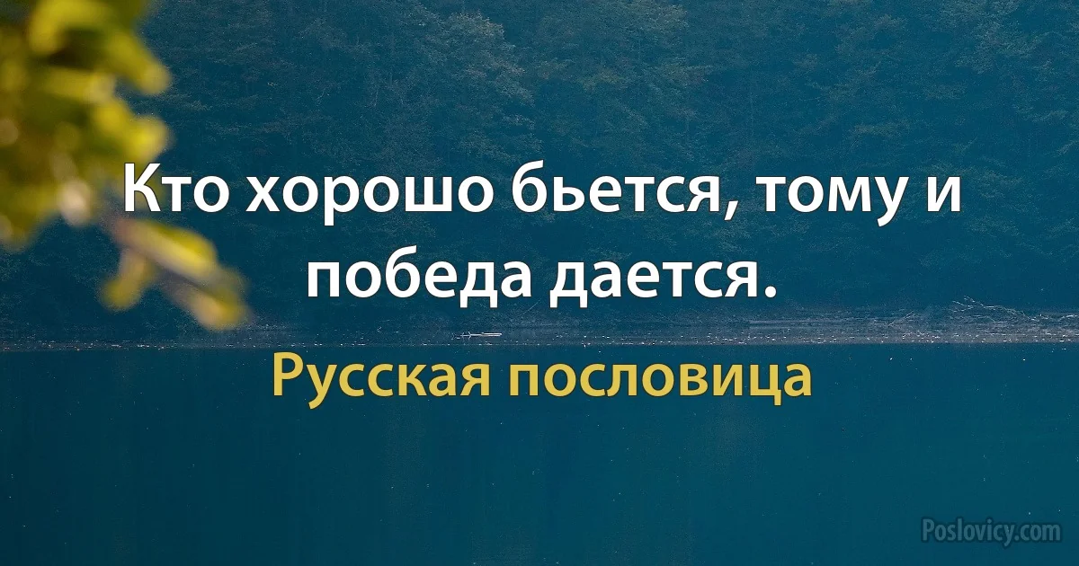 Кто хорошо бьется, тому и победа дается. (Русская пословица)