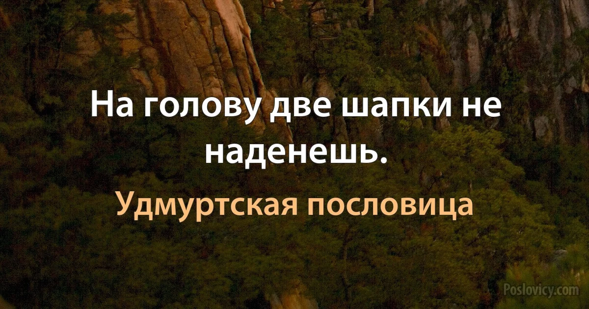 На голову две шапки не наденешь. (Удмуртская пословица)