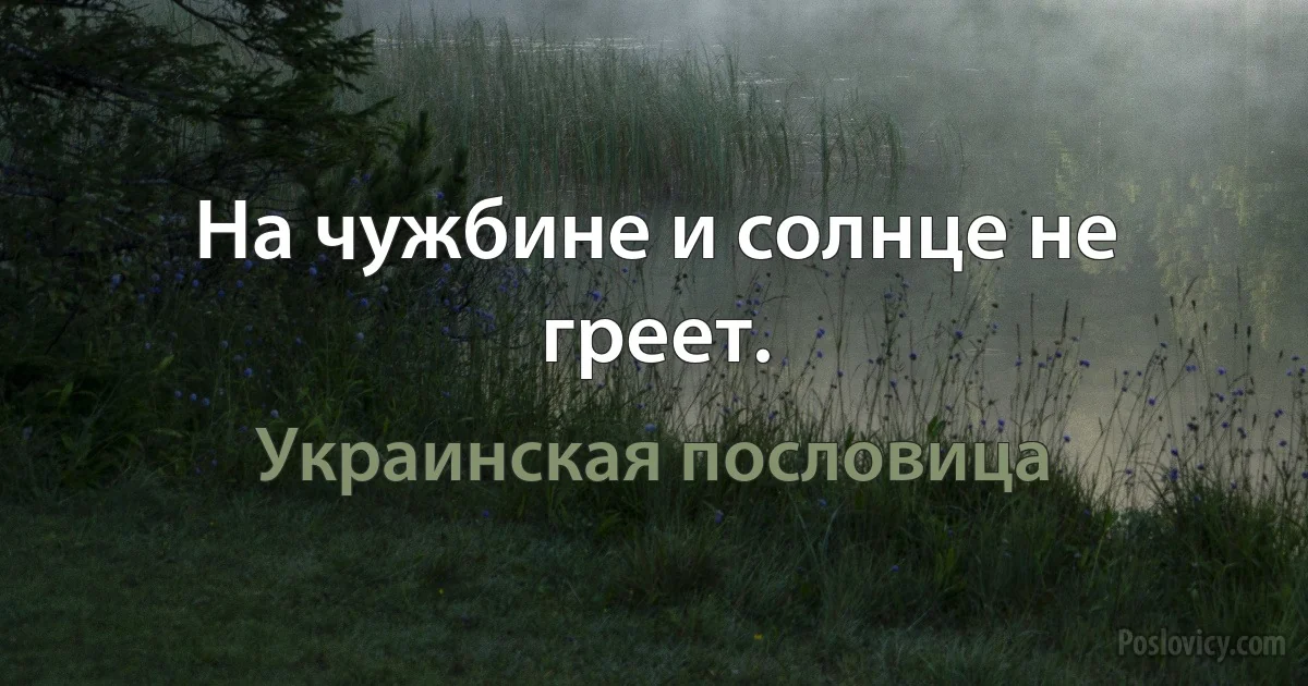 На чужбине и солнце не греет. (Украинская пословица)