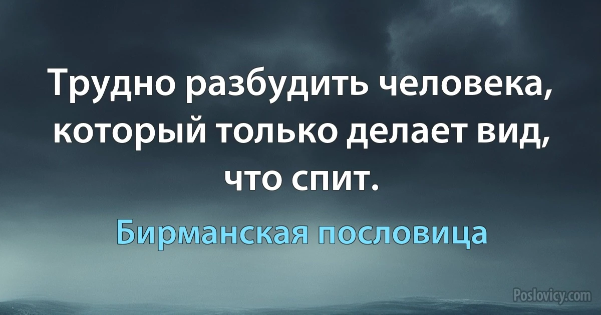 Трудно разбудить человека, который только делает вид, что спит. (Бирманская пословица)