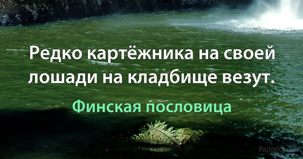 Редко картёжника на своей лошади на кладбище везут. (Финская пословица)