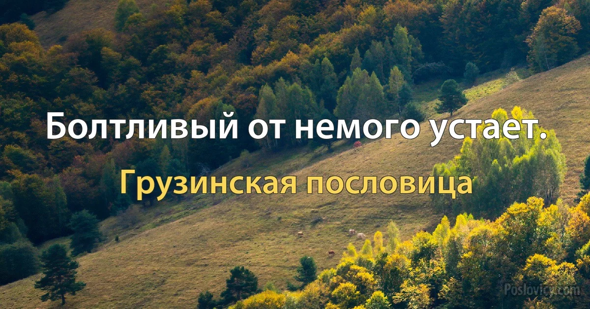 Болтливый от немого устает. (Грузинская пословица)