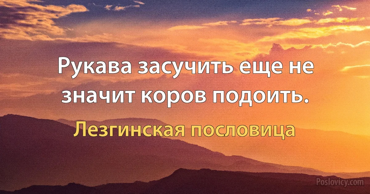 Рукава засучить еще не значит коров подоить. (Лезгинская пословица)