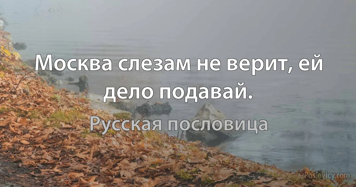 Москва слезам не верит, ей дело подавай. (Русская пословица)