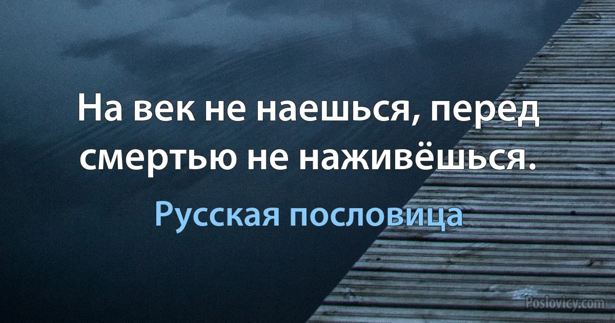 На век не наешься, перед смертью не наживёшься. (Русская пословица)