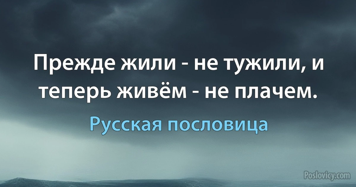 Прежде жили - не тужили, и теперь живём - не плачем. (Русская пословица)