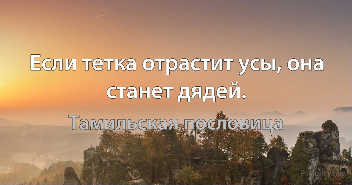 Если тетка отрастит усы, она станет дядей. (Тамильская пословица)