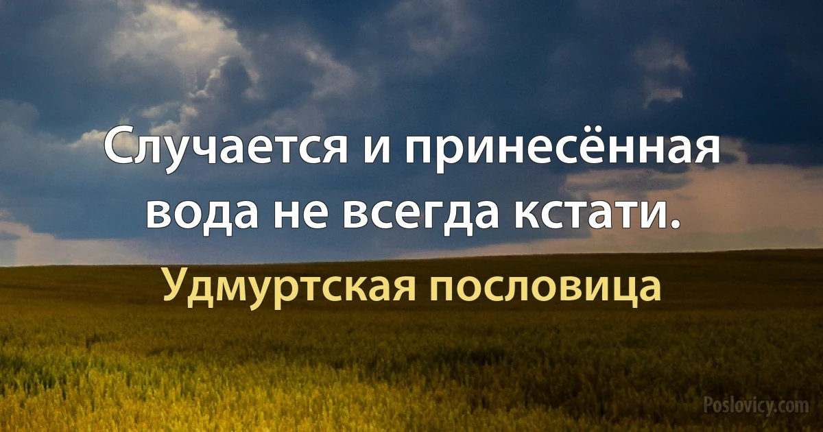 Случается и принесённая вода не всегда кстати. (Удмуртская пословица)