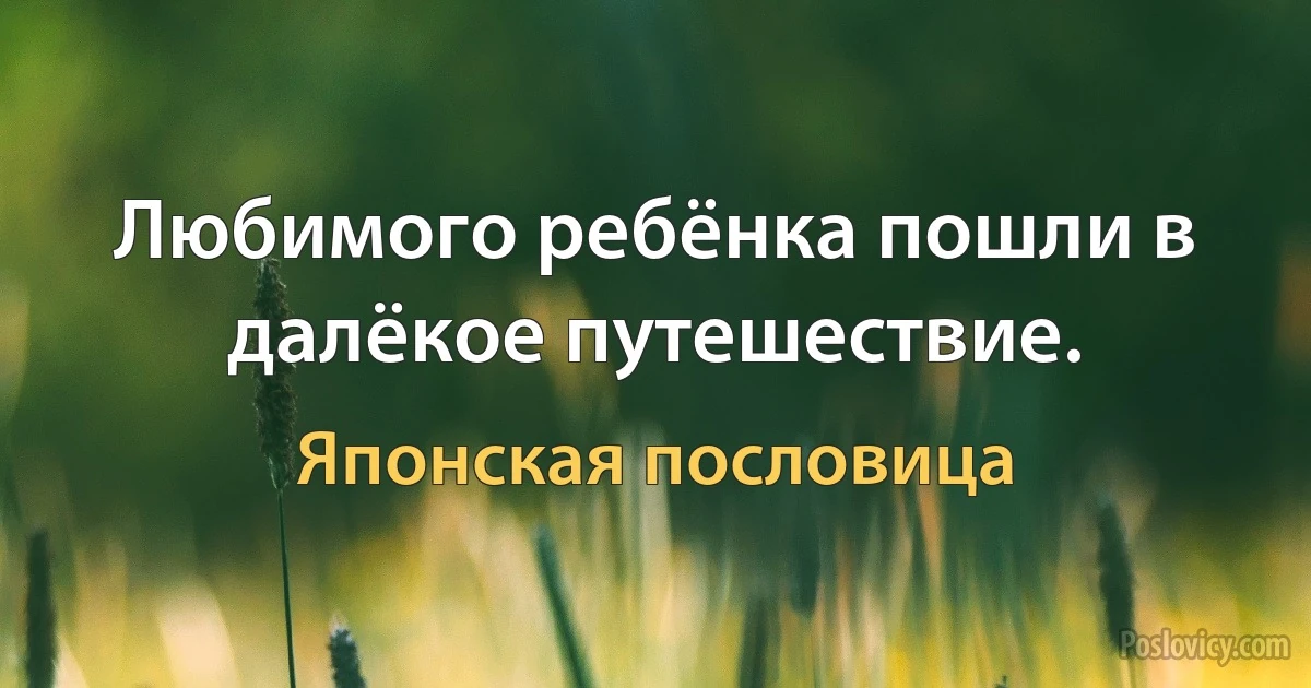 Любимого ребёнка пошли в далёкое путешествие. (Японская пословица)