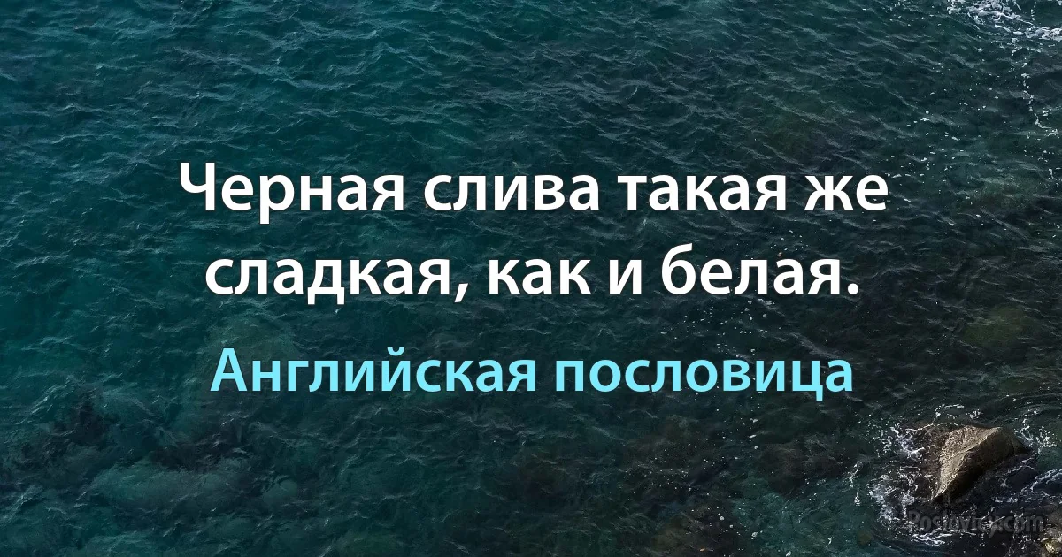 Черная слива такая же сладкая, как и белая. (Английская пословица)