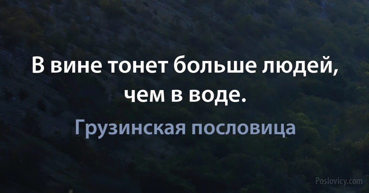 В вине тонет больше людей, чем в воде. (Грузинская пословица)