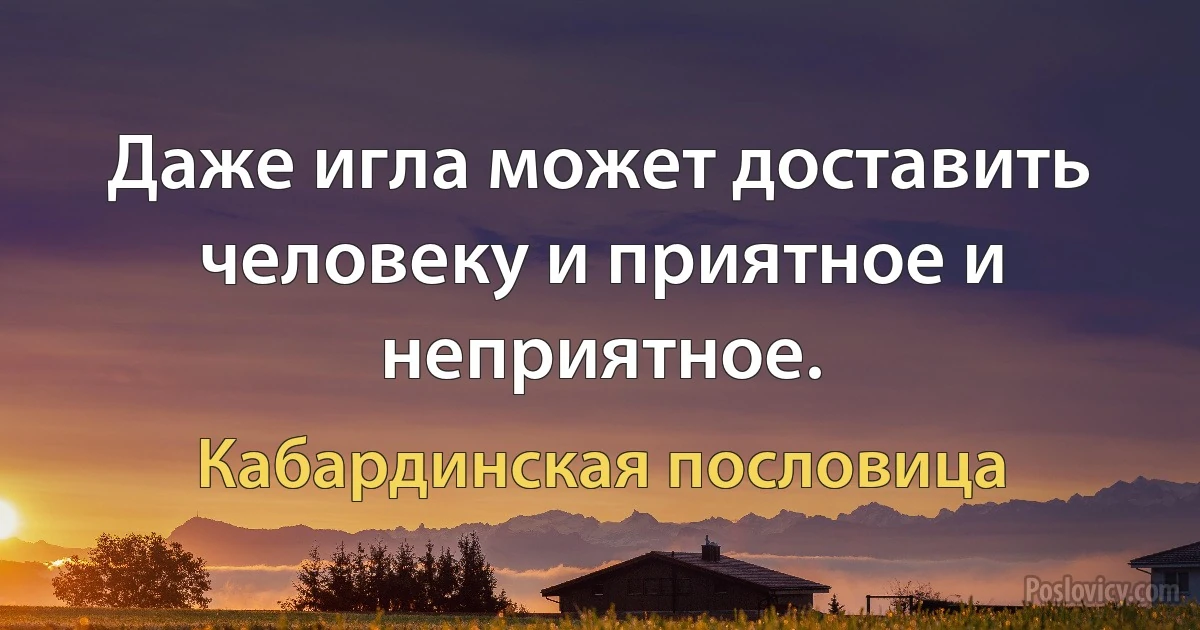 Даже игла может доставить человеку и приятное и неприятное. (Кабардинская пословица)