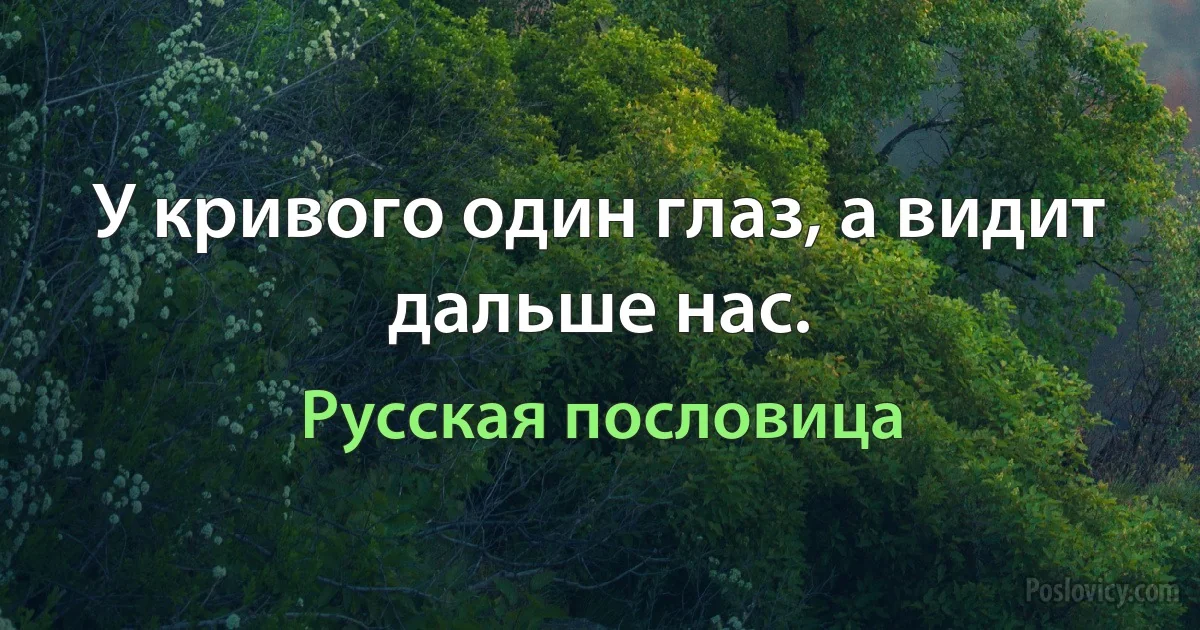 У кривого один глаз, а видит дальше нас. (Русская пословица)