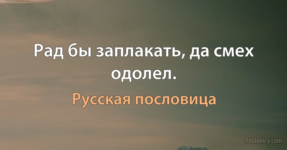 Рад бы заплакать, да смех одолел. (Русская пословица)