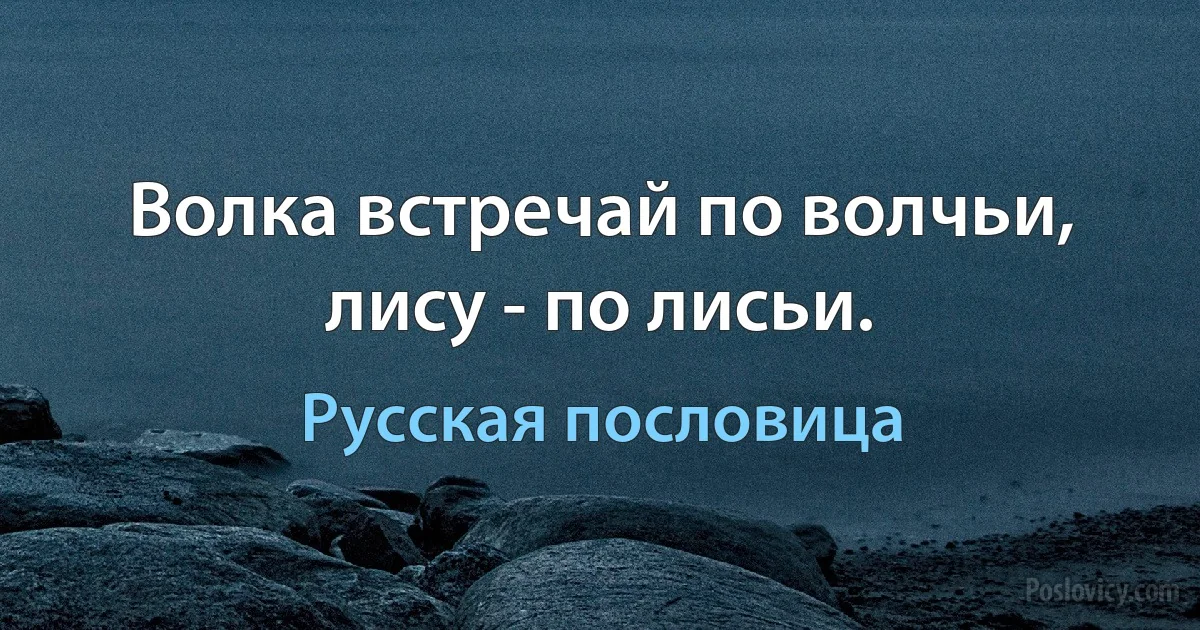 Волка встречай по волчьи, лису - по лисьи. (Русская пословица)