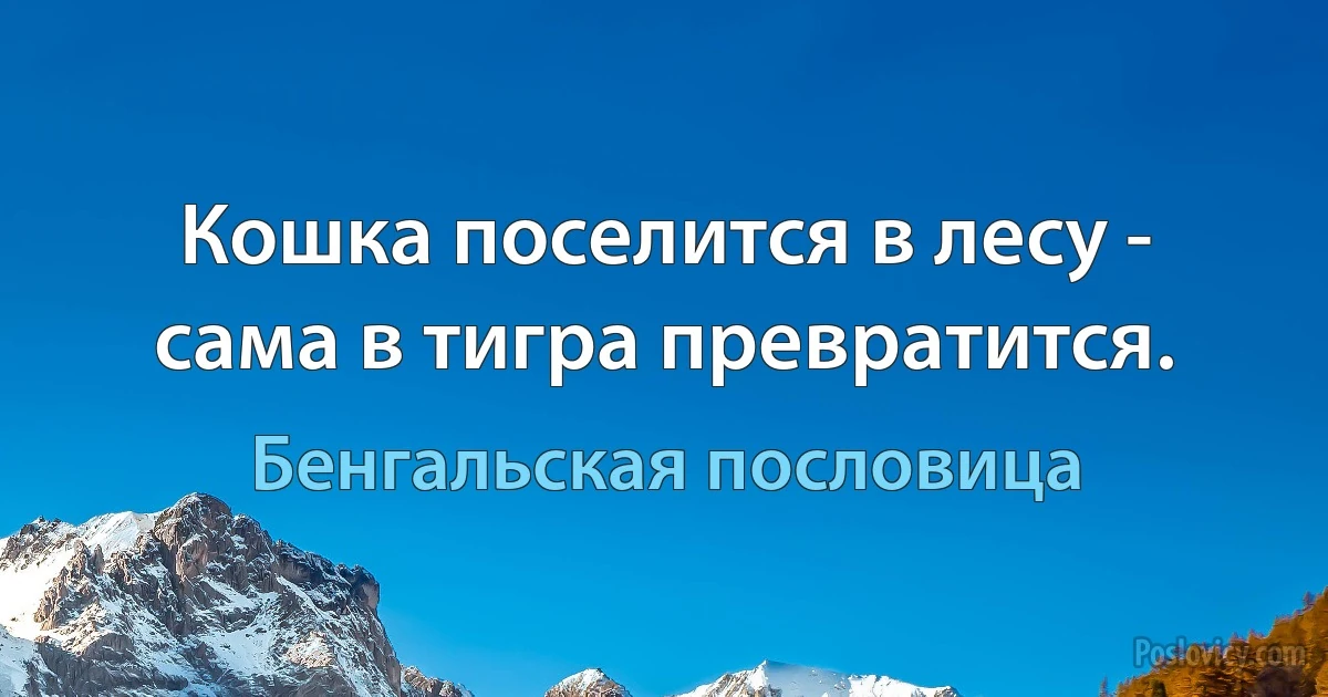 Кошка поселится в лесу - сама в тигра превратится. (Бенгальская пословица)