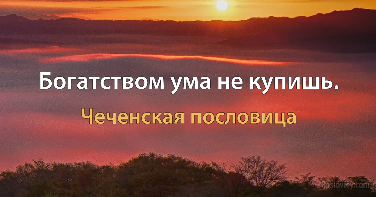 Богатством ума не купишь. (Чеченская пословица)