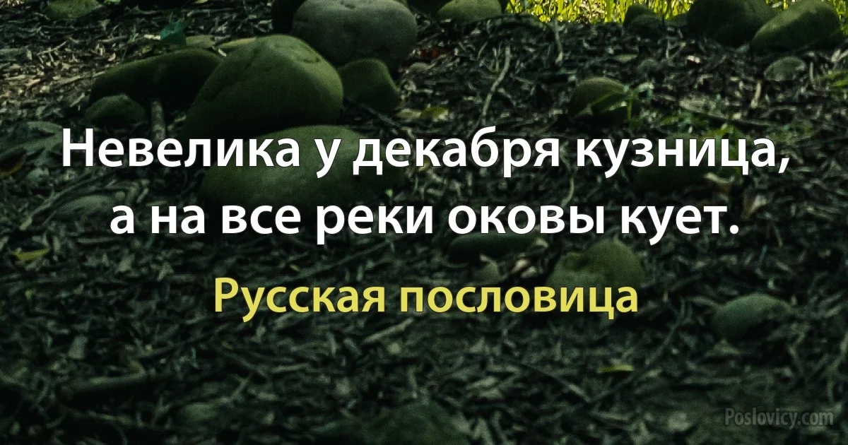 Невелика у декабря кузница, а на все реки оковы кует. (Русская пословица)