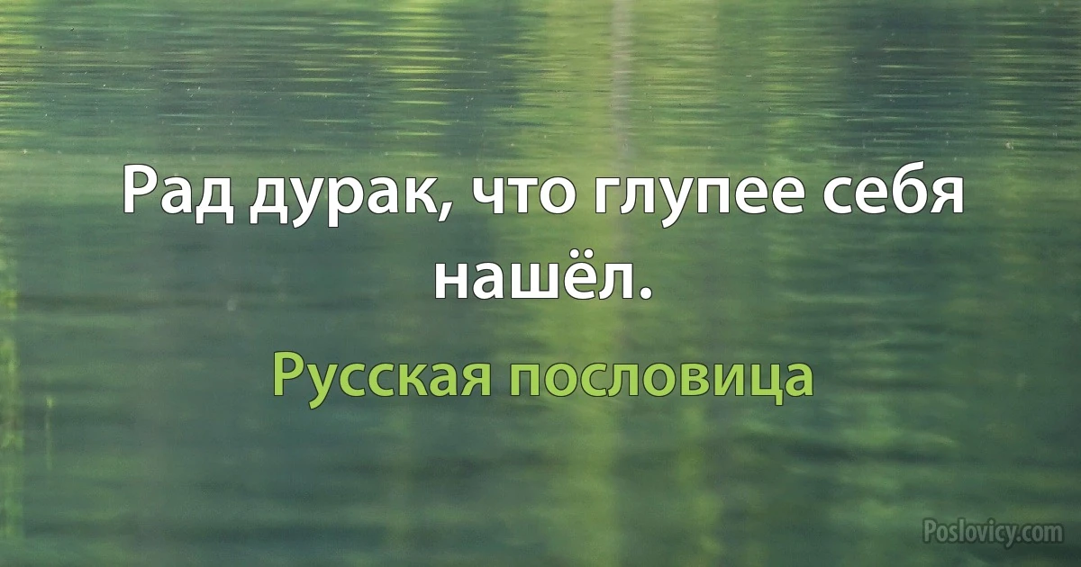 Рад дурак, что глупее себя нашёл. (Русская пословица)