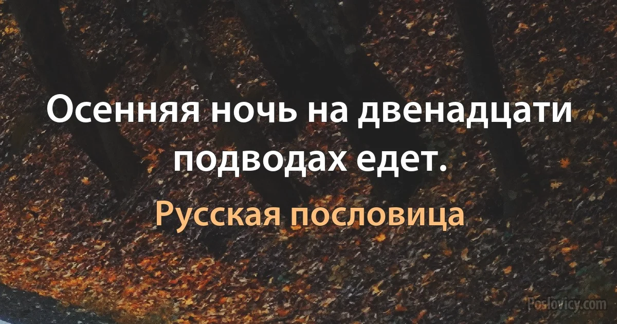 Осенняя ночь на двенадцати подводах едет. (Русская пословица)