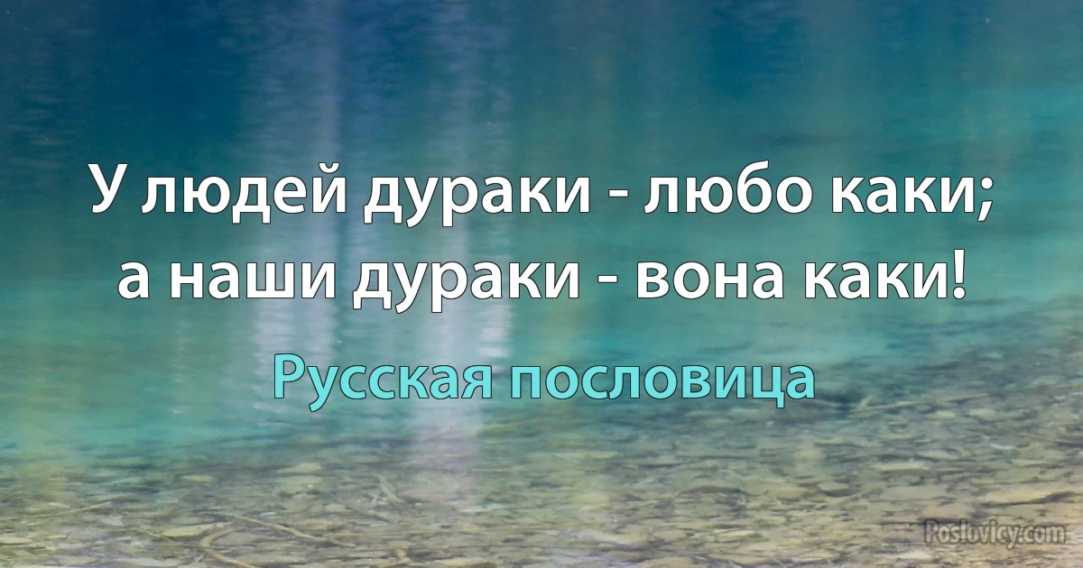 У людей дураки - любо каки; а наши дураки - вона каки! (Русская пословица)