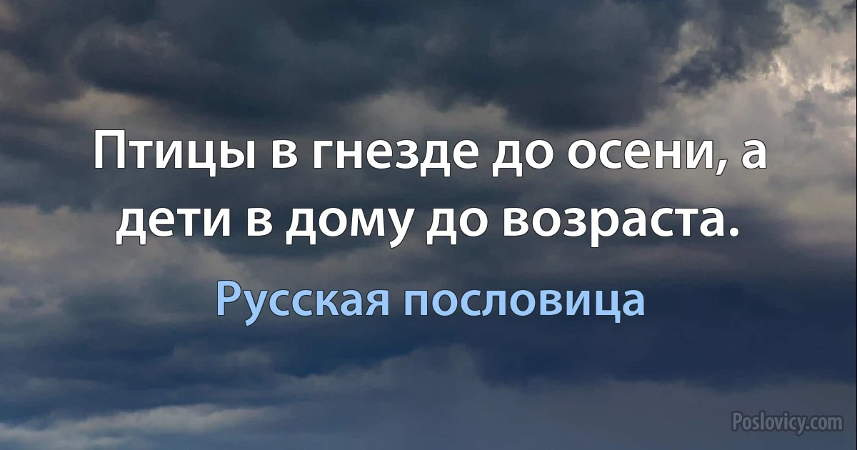 Птицы в гнезде до осени, а дети в дому до возраста. (Русская пословица)