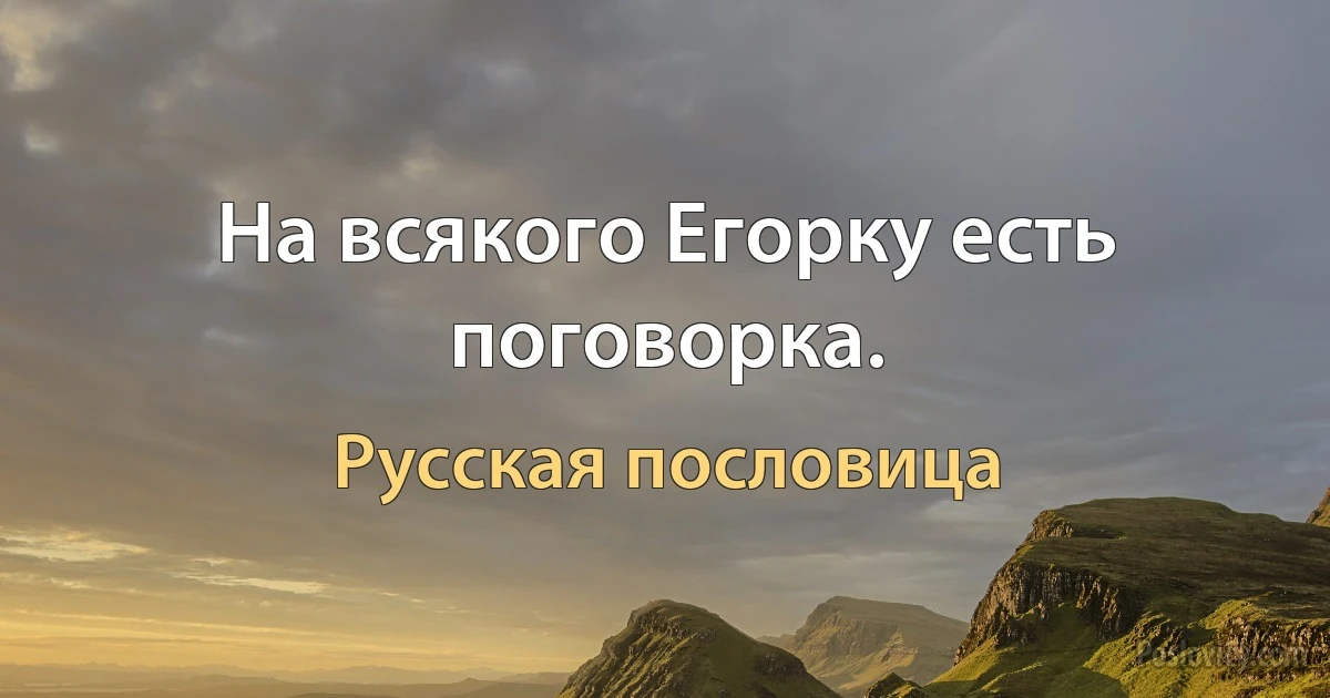 На всякого Егорку есть поговорка. (Русская пословица)