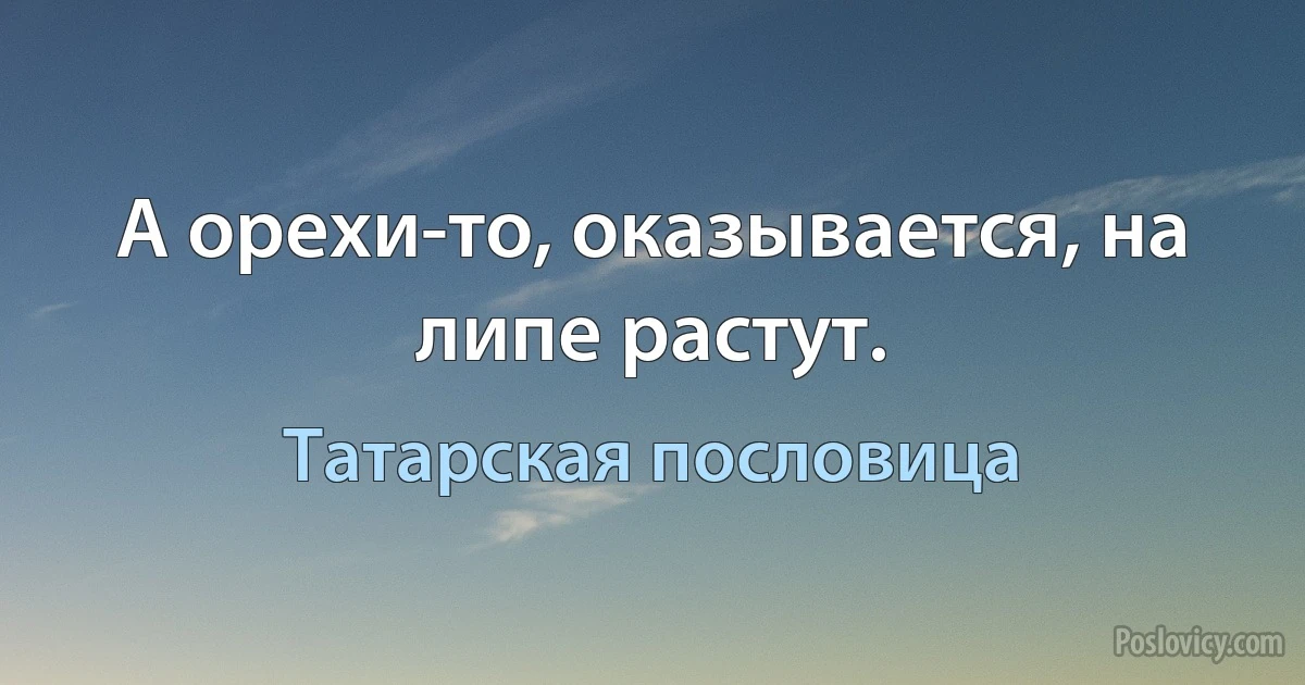 А орехи-то, оказывается, на липе растут. (Татарская пословица)