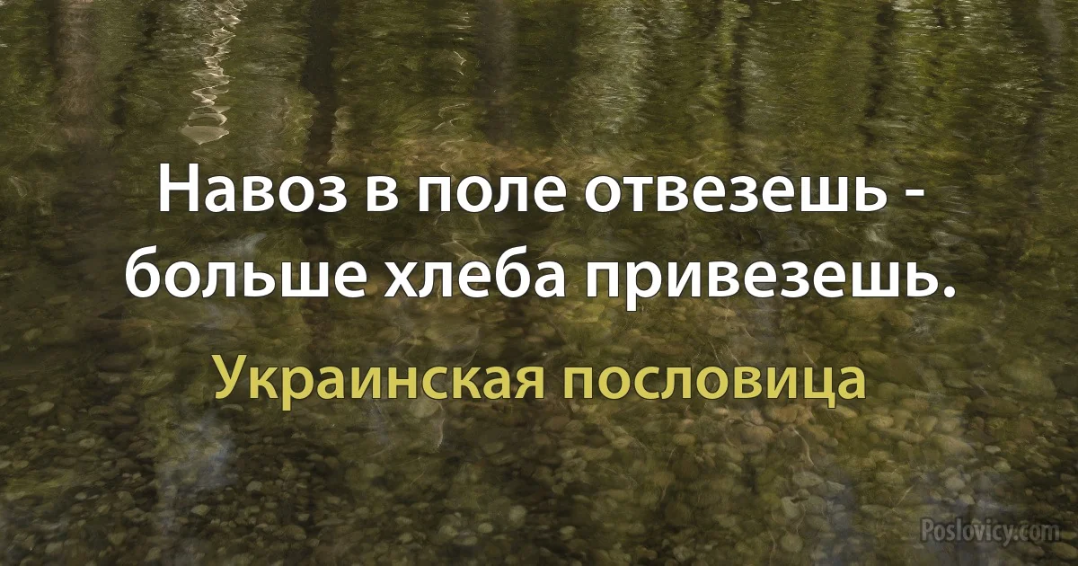 Навоз в поле отвезешь - больше хлеба привезешь. (Украинская пословица)