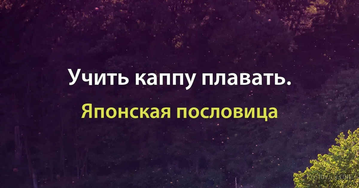 Учить каппу плавать. (Японская пословица)